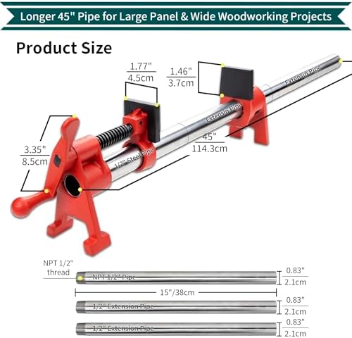 2-Pack 40 Inch Pipe Style Bar Clamps for Woodworking Gluing