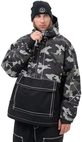SNOWVERB Baggy Snowboard Hooded Jacket Ski Snow Cargo Coat for Mens Womens