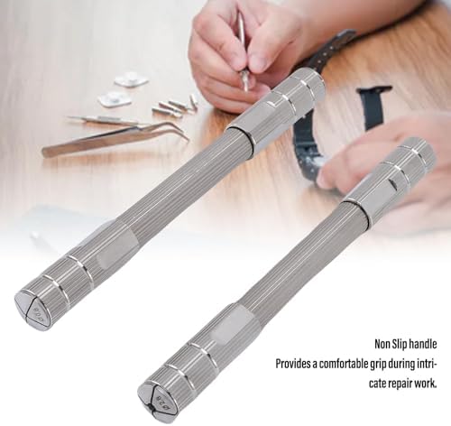 Stainless Steel Double Ended Pin Vise, Manual Hand Drill for Watch Repair, Jewelry Making, DIY Craft Tool with Ergonomic Textured Surface