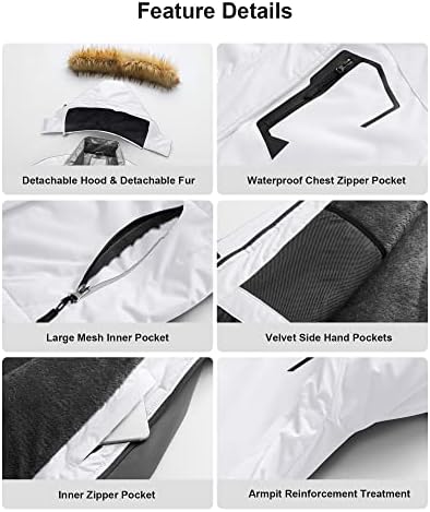Pursky Women's Waterproof Ski Jacket Winter Snow Coats Fur Hooded Raincoat Parka
