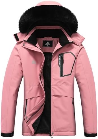 MOERDENG Women's Waterproof Winter Coat Softshell Hiking Jacket