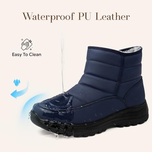 SHIBEVER Women Winter Snow Boots: Waterproof Slip on Fur Warm Ankle Boot