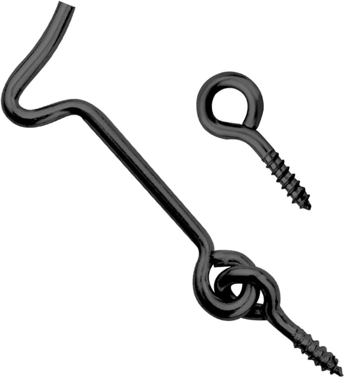 8 Pcs 3 inches Cabin Hook Eye Latch Gate Door Swivel Window Door Hook with Mounting Screws (Black, 3 inches)