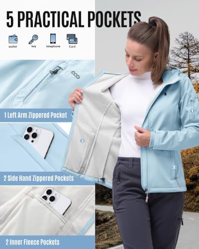 33,000ft Women's Softshell Jacket Waterproof Hooded Fleece Lined Rain Coat