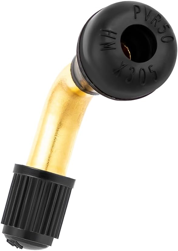 2-Pcs PVR50 Valve Stem Bent 90 Degree Angled, Brass Stem, Snap-in Rubber Base, Compatible with Most Tubeless Tire Rim, Motorcycle Scooter ATV (Applicable Diameter 8.8mm)
