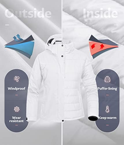 Women's 3 In 1 Waterproof Ski Jacket Windproof Snowboarding Jacket Warm Winter Snow Coat Raincoat