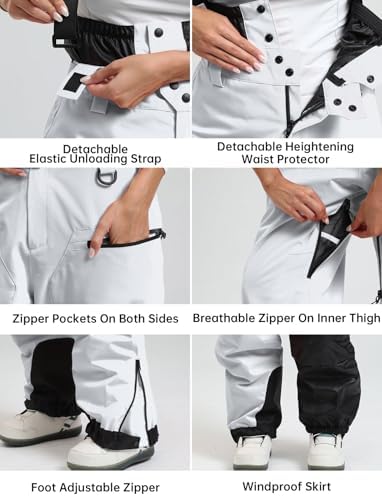 GSOU SNOW Mens Womens Snowboard Pants-Baggy Ski Snow Bibs