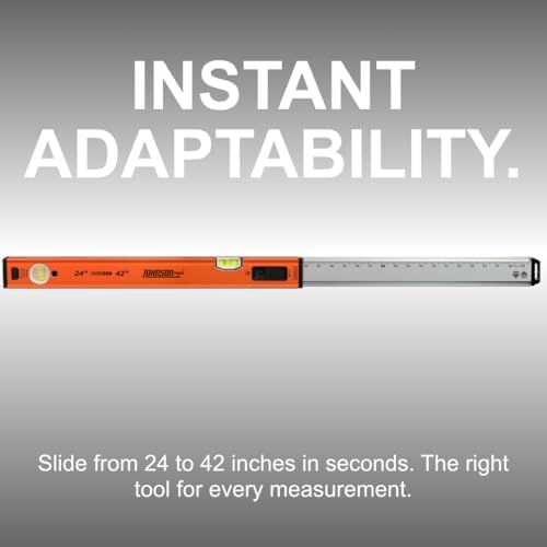 Johnson Level & Tool 5800-2442B - 24"-42" Extendable Box Beam Level,Telescoping Adjustable Aluminum Level with Precision Milled Edges