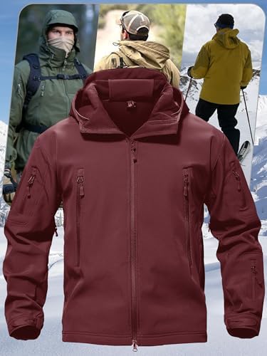 TACVASEN Men's Fleece Softshell Jacket Waterproof Winter Tactical Hooded