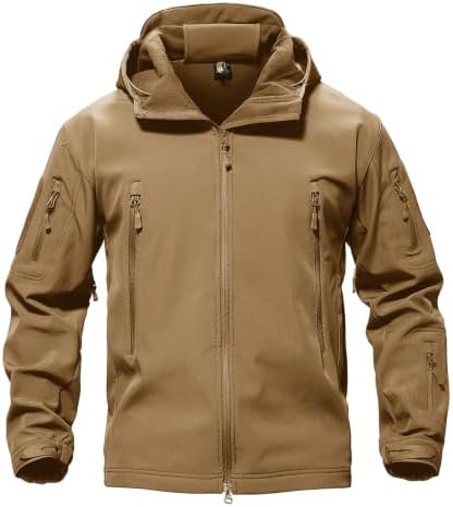 TACVASEN Men's Fleece Softshell Jacket Waterproof Winter Tactical Hooded