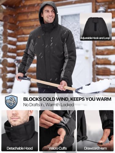 FREE SOLDIER Men's Winter Ski Snow Jacket Warm Fleece Lined Coats