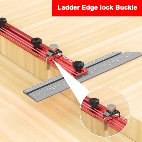 Stair Tread Template Tool – Stair Tread Gauge Jig, Aluminum Alloy Measuring and Scribe Tool for Accurate Angle, Depth, and Length Measurement of Stairs, Risers, and Partitions