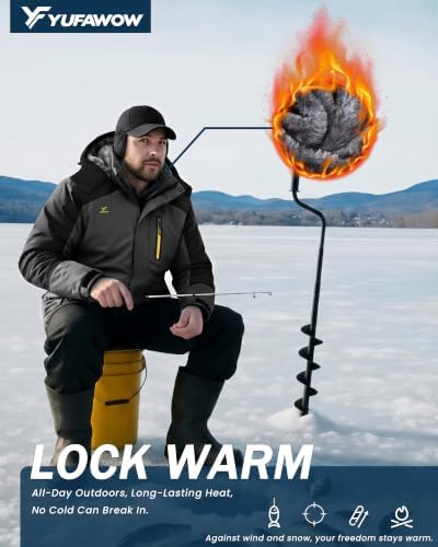 Yufawow Men Winter Jacket Skiing Jacket Insulated Fleece Lined Waterproof Windbreaker for Snowboard Hiking Camping ATV Outdoor Work