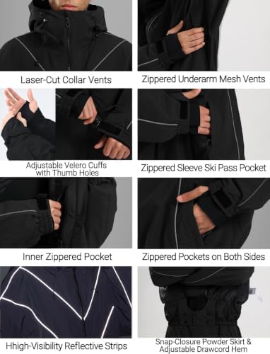 GSOU SNOW Mens Womens Snowboard Jacket Baggy Ski Snow Coat Waterproof
