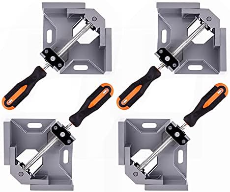 4pcs Corner Clamp - Right Angle 90 Degree Wood Clamps For Woodworking, With Adjustable Swing Jaw Aluminum Alloy Frame, For Welding, DIY Woodworking