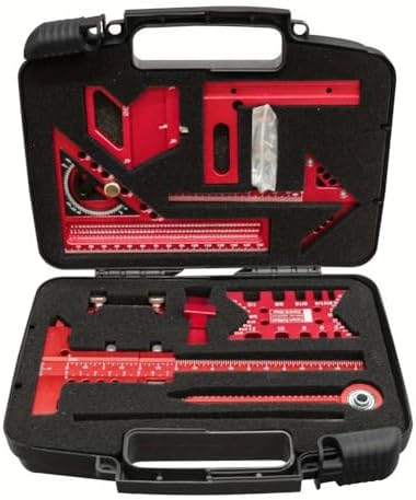 Aluminium Woodwork Measuring and Scribing Tool Set - 9 Piece Precision Kit for Carpentry and DIY Projects with Storage Box(10 Pieces.)