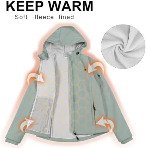 33,000ft Women's Softshell Jacket Waterproof Hooded Fleece Lined Rain Coat