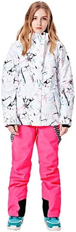 Women's Ski Jackets and Pants Set Windproof Waterproof Insulated Snowsuit Winter Warm Snowboarding Snow Coat