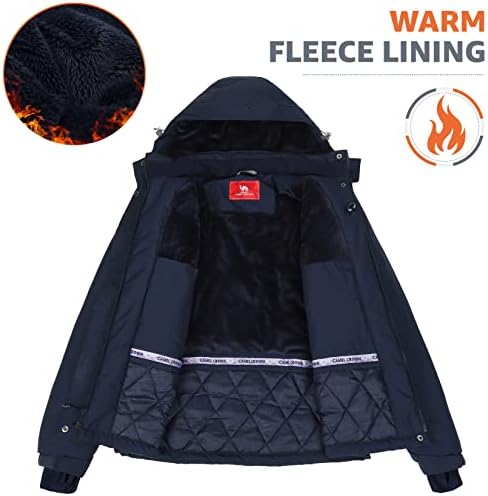 CAMEL CROWN Women’s Mountain Snow Waterproof Ski Jacket Detachable Hood Windproof Fleece Parka Rain Jackt Winter Coat