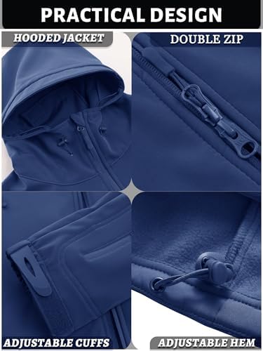 TACVASEN Men's Fleece Softshell Jacket Waterproof Winter Tactical Hooded