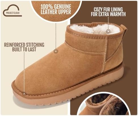 Project Cloud 100% Genuine Leather Womens Boots Ankle Boots for Women Shoes