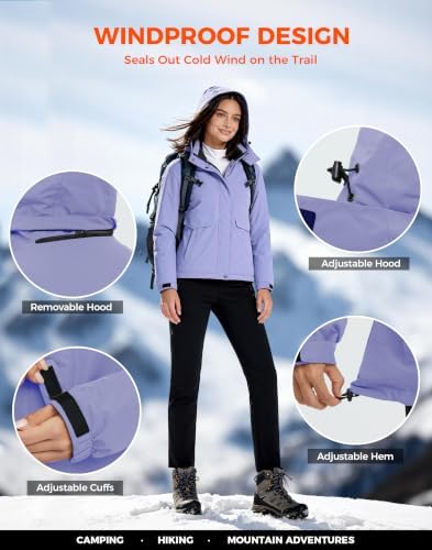 wantdo Women's Waterproof Ski Jacket Warm Fleece Lined Snow Winter Coat