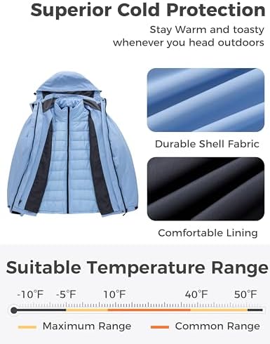 wantdo Women's 3 in 1 Ski Jacket Plus Size Winter Coats Snowboarding Jacket