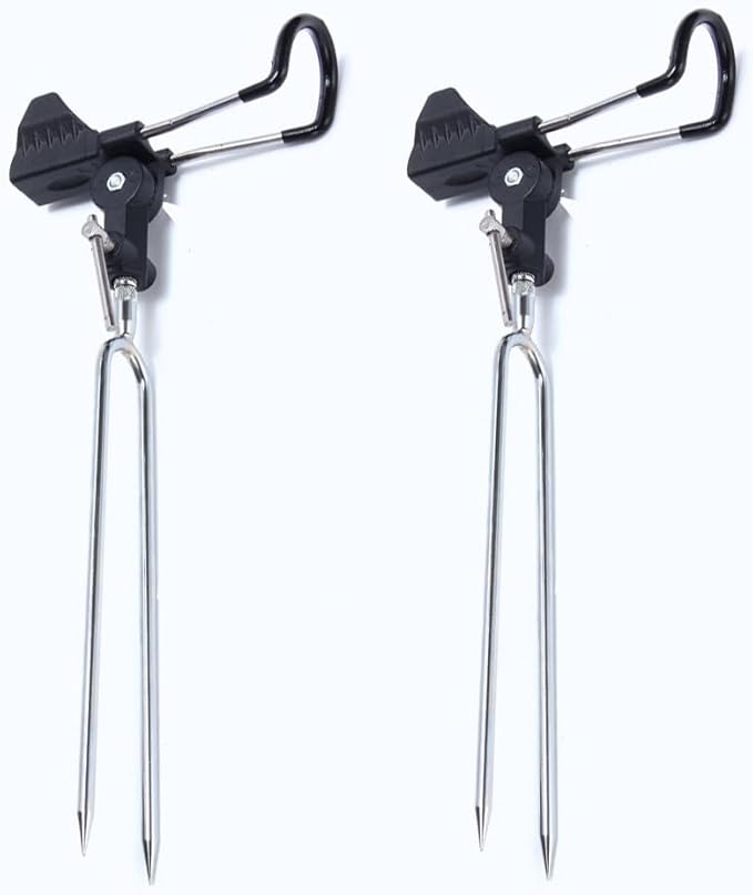 Stedan 2 Pack Fishing Rod Holders, Ground Fishing Rod Pole Brackets, 360 ° Adjustable & Detachable Easy to Carry Folding Fishing Equipment on Lakes, Rivers
