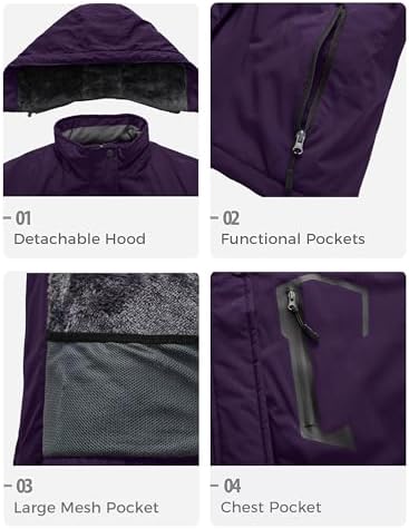 wantdo Women's Plus Size Ski Jacket Waterproof Winter Coat Snow Jacket Hood