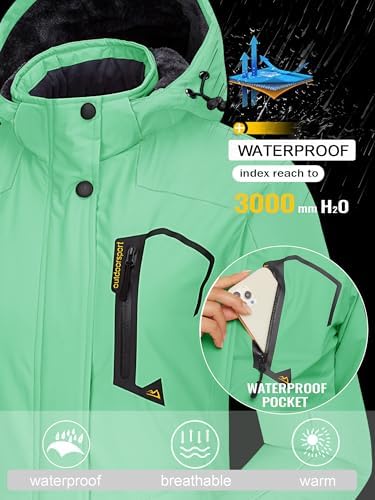 TACVASEN Women's Winter Coats Waterproof Snow Ski Jacket Warm Fleece