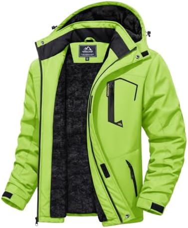 MAGCOMSEN Men's Winter Coats Water Resistant Ski Snow Jacket Warm Fleece Jacket Parka Raincoats With Hood Multi-Pockets