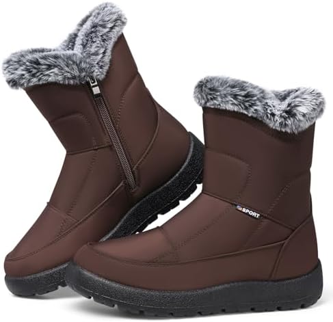 SHIBEVER Women's Winter Snow Boots: Waterproof Fur-Lined Ankle Booties