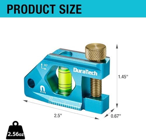 DURATECH 2.5-Inch Level, Magnetic Torpedo Level with 90° Bubbles, V-Groove