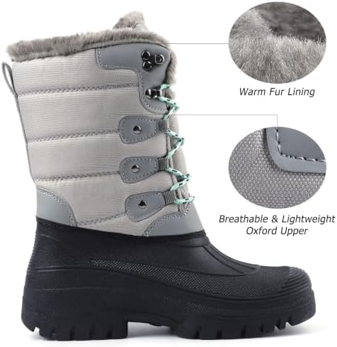 Knixmax Women's Waterproof Mid-Calf Winter Snow Boots US 6-11
