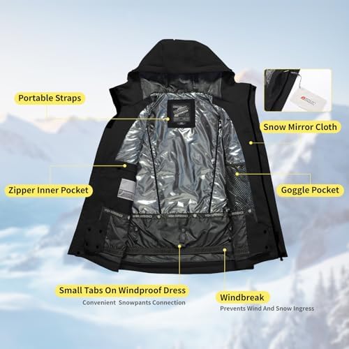 Womens Mens Snowboard Jacket Baggy Snow Ski Coat with Hood