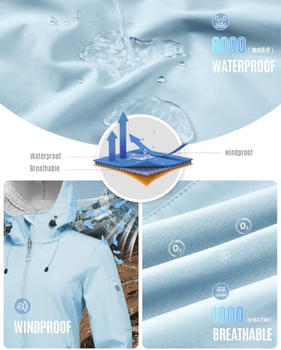 33,000ft Women's Softshell Jacket Waterproof Hooded Fleece Lined Rain Coat
