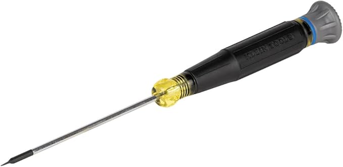 Klein Tools 6243 マイナス精密ドライバー、3/32インチ、クッショングリップハンドル、回転キャップ、色分けリング、3インチシャンク