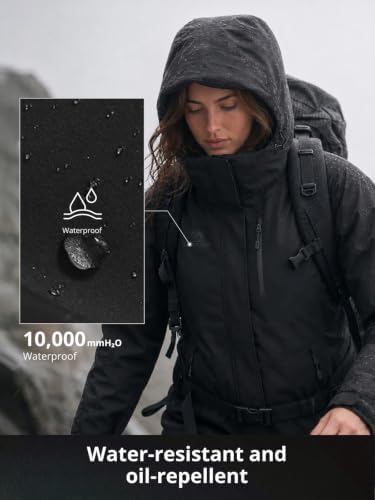 CAMELSPORTS Women's Waterproof Snow Ski Jakcet Fleece Warm Winter Coat Hooded Windproof Insulated Snowboarding Jacket