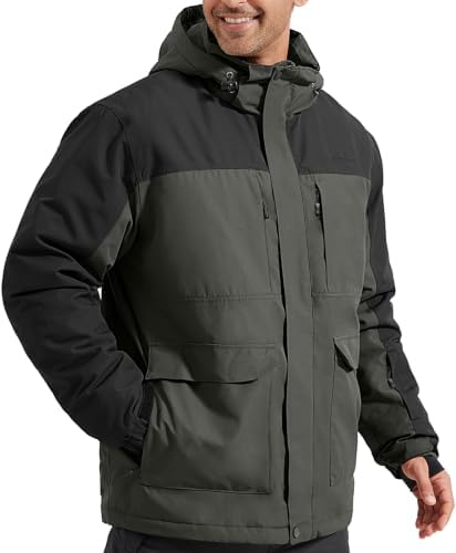 Men's Winter Waterproof Ski Snow Jacket with Hood