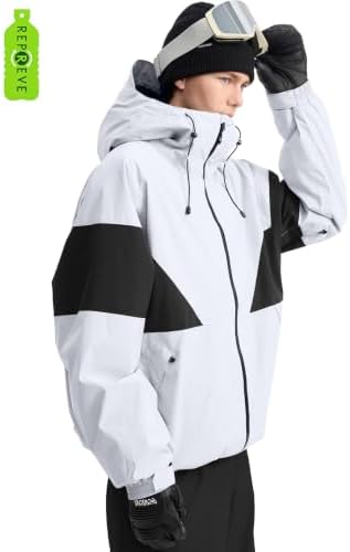 GSOU SNOW Mens Baggy Snowboard Jacket Waterproof Retro Ski Hoodie Insulated