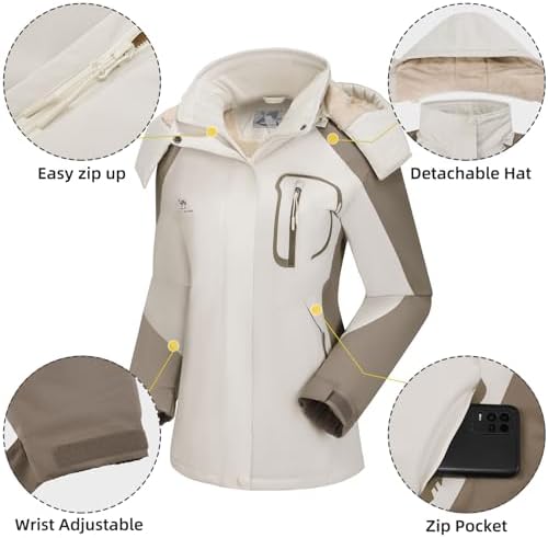 CAMEL CROWN Women's Ski Jacket Winter Snow Coat Waterproof Female Jackets