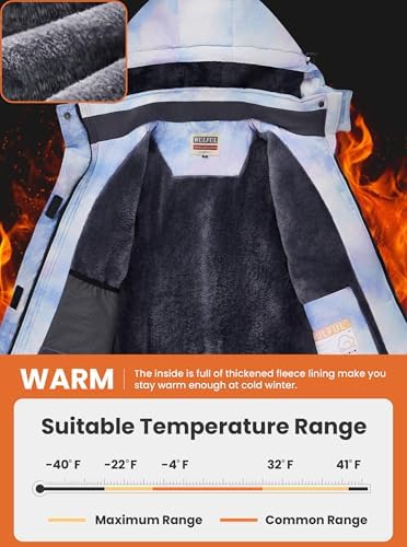 WULFUL Women's Waterproof Ski Jacket Warm Winter Coats Windproof Winter Jackets for Women Fleece Lined Windbreaker with Hood