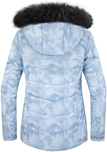 Women's Ski Jacket Waterproof Warm Puffer Thick Hooded Winter Coat