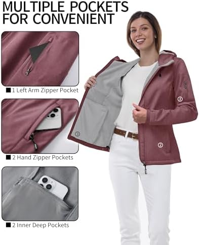 Outdoor Ventures Women's Softshell Jacket Fleece Lined Waterproof Rain Coat