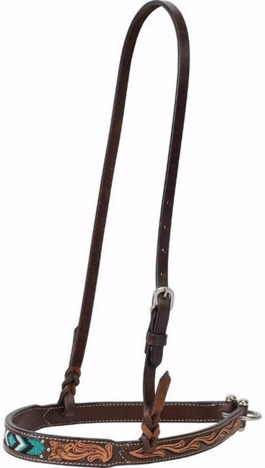Weaver Leather Turquoise Diamond Beaded Horse Headstall, Leather Headstalls for Horses for Trail Riding, Durable Equine Supplies, Dark Oil