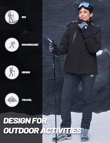 MAGCOMSEN Womens Winter Coats Waterproof Ski Snow Warm Fleece Rain Jacket