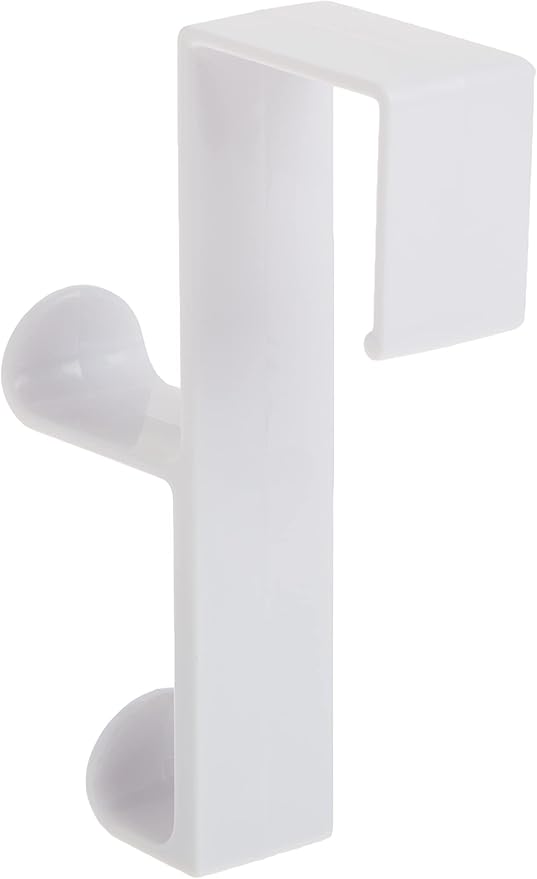 iDesign Over Door Double Hook for Closet, Bathroom, or Dorm, Small Over-the-Door Hanger, White