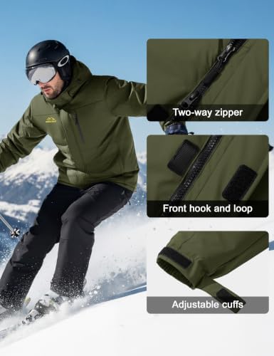 MAGCOMSEN Men's Winter Ski Jacket Waterproof Snow Fleece Lined Warm Coats
