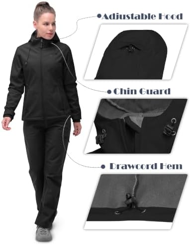 33,000ft Women's Softshell Jacket Waterproof Hooded Fleece Lined Rain Coat