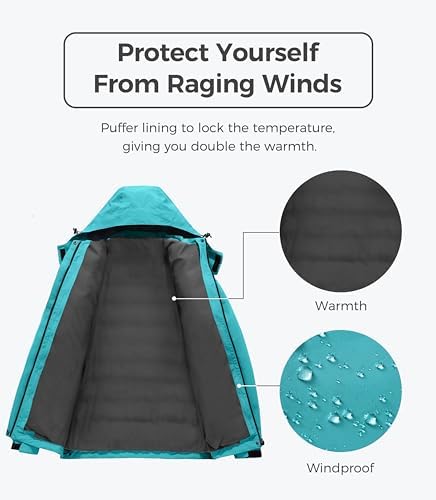 wantdo Women's 3 In 1 Ski Jacket Cotton Padded Liner Winter Coat